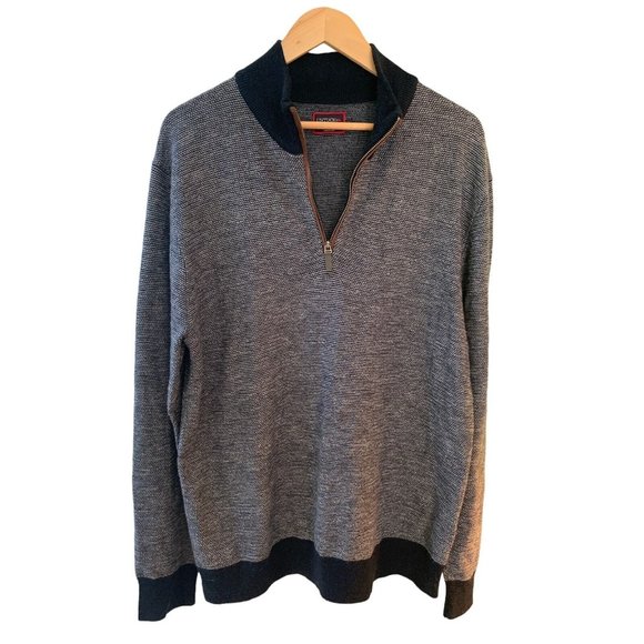 UNTUCKit Other - UNTUCKit Mens Blue 100% Merino Wool Quarter-Zip Pullover Sweater Size L